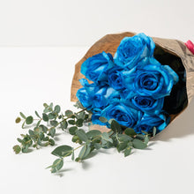 画像をギャラリービューアに読み込む, 【入学や送別、退職のお祝いに】ローズブーケ(青色) 10本 国産バラの花束
