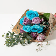 画像をギャラリービューアに読み込む, 【長寿のお祝いに】ローズブーケ(水色系ミックス) 10本 国産バラの花束
