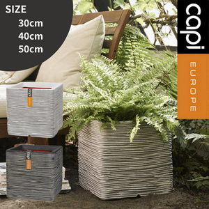 【軽くて環境にやさしい植木鉢】CAPI キューブポット リブ 30cm/40cm/50cm