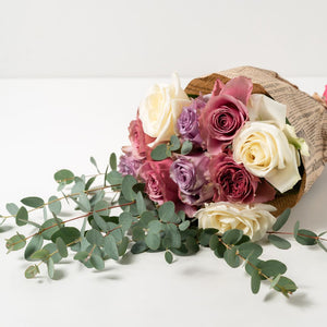 【誕生日のお祝いに】ローズブーケ（紫系ミックス） 10本 国産バラの花束