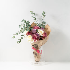 【誕生日のお祝いに】ローズブーケ（紫系ミックス） 10本 国産バラの花束