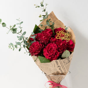 【還暦や記念日のお祝いに】ローズブーケ（赤色） 10本　国産バラの花束